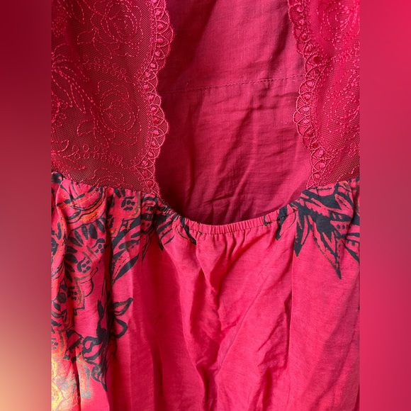 Free People High Low Red Floral Open Back Dress Size Small - Picture 10 of 11